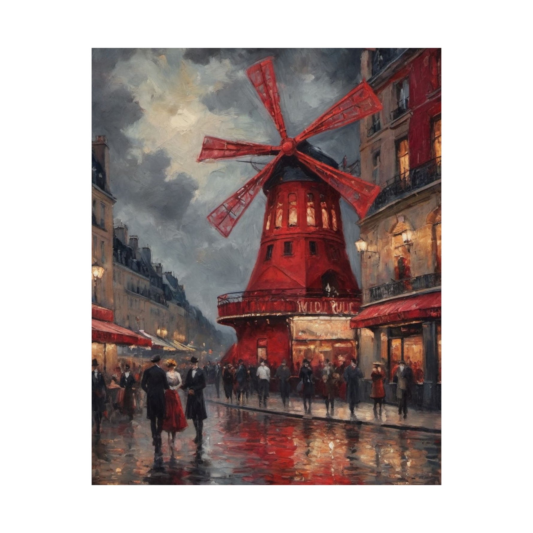 Vintage Paris Moulin Rouge Matte Poster — Romantic City Street Art Print - AquilVision