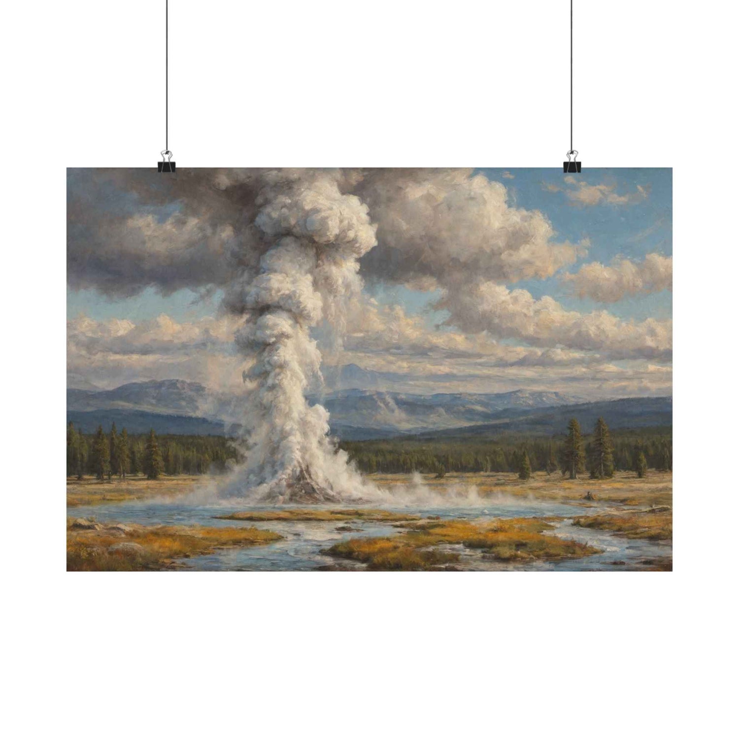 Geyser Landscape Matte Poster — Serene National Park Wall Art - AquilVision