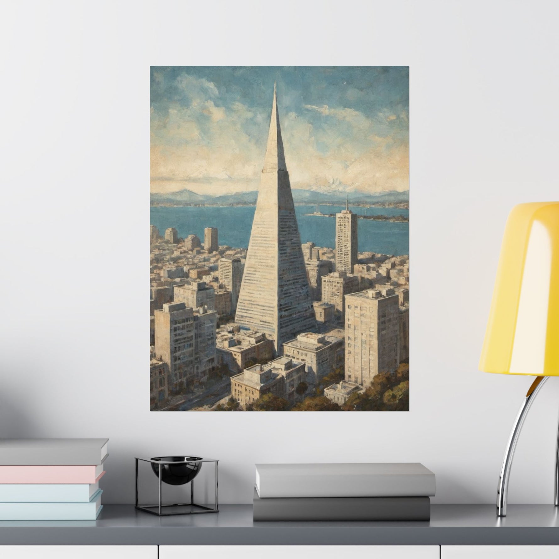 Vintage Cityscape Poster — Transamerica Pyramid Matte Vertical Print - AquilVision