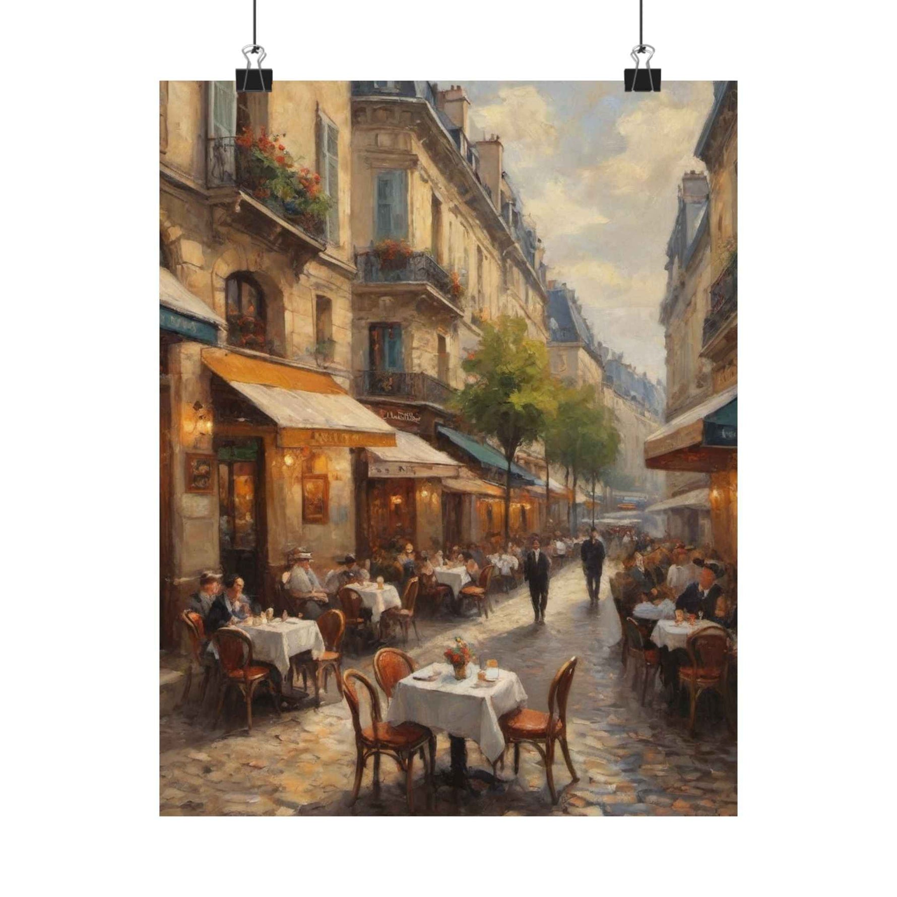 Paris Street Café Matte Poster — Vintage European Cityscape Wall Art - AquilVision