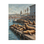 Sea Lion Harbor Matte Vertical Poster — Coastal Nautical Wall Art - AquilVision