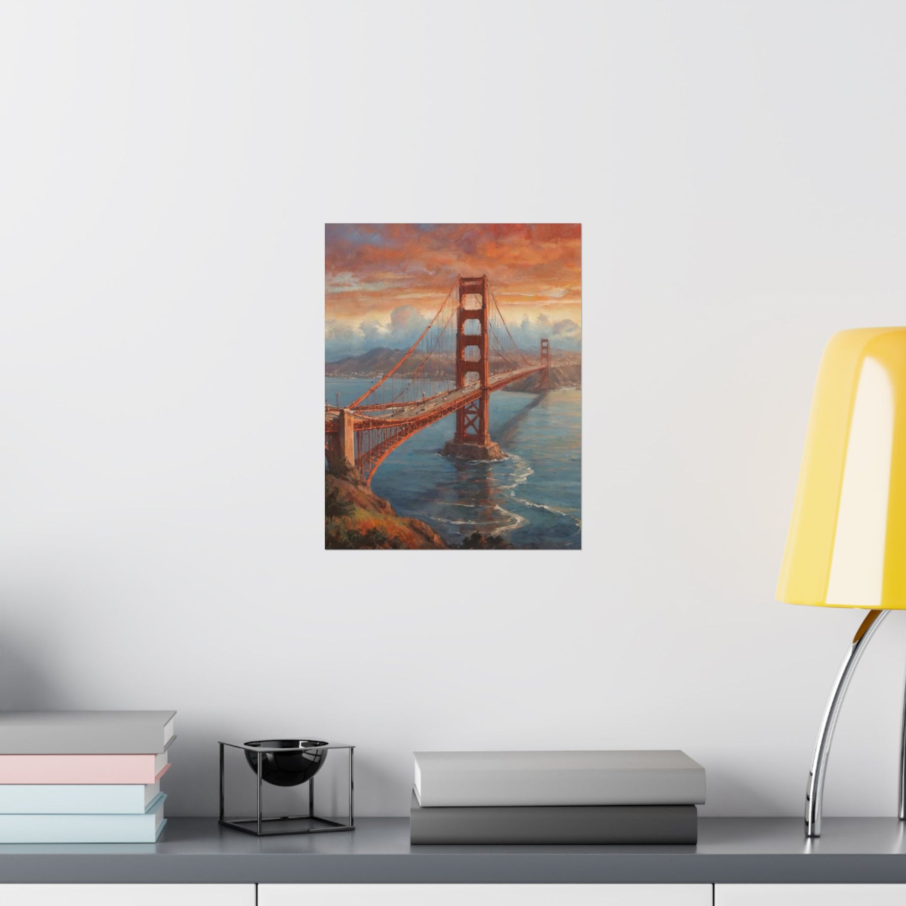 Golden Gate Bridge Sunset Poster - Matte Vertical Travel Wall Art - AquilVision