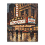 Broadway Theater Night Matte Canvas Wall Art – Vintage Cityscape Stretched Print