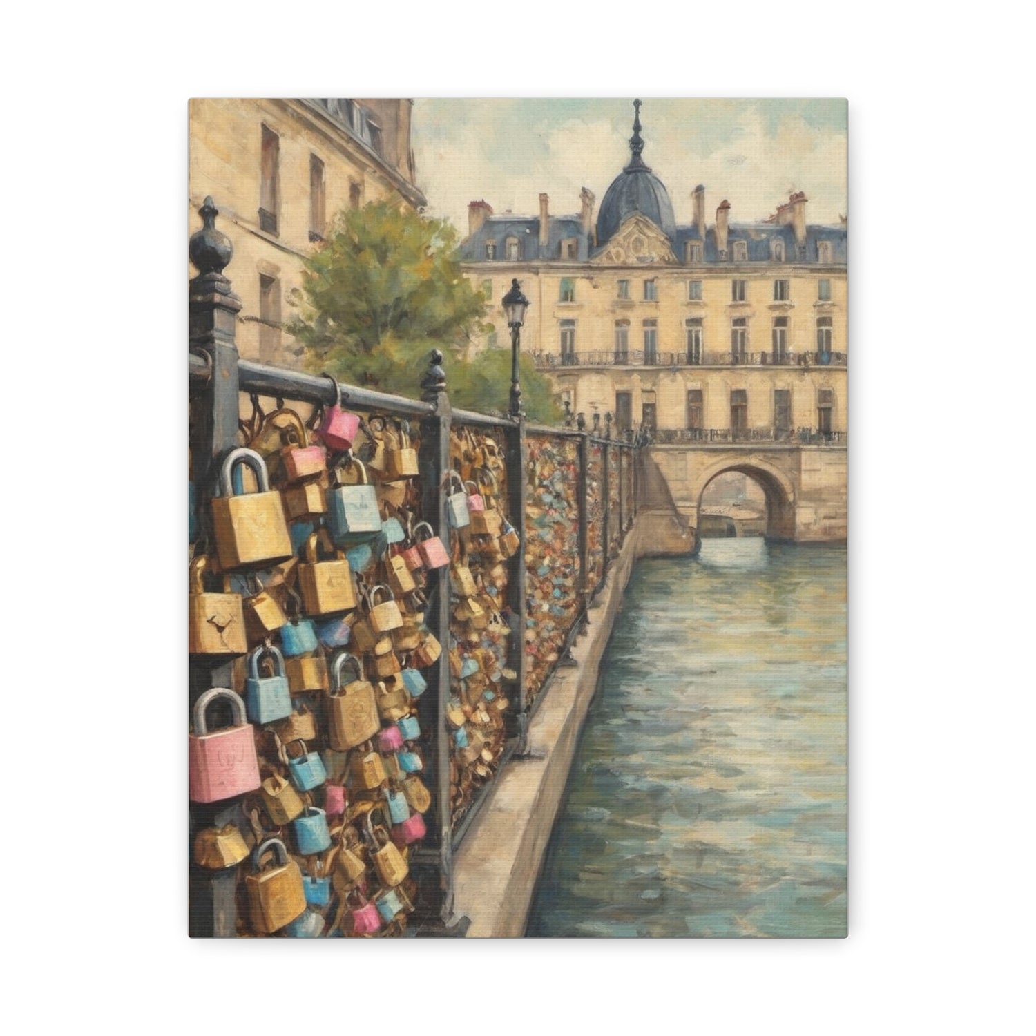 Paris Love Locks Canvas Print — Matte Stretched Wall Art - AquilVision
