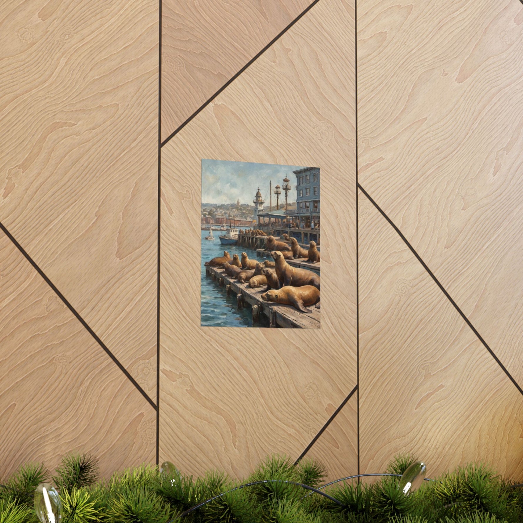 Sea Lion Harbor Matte Vertical Poster — Coastal Nautical Wall Art - AquilVision