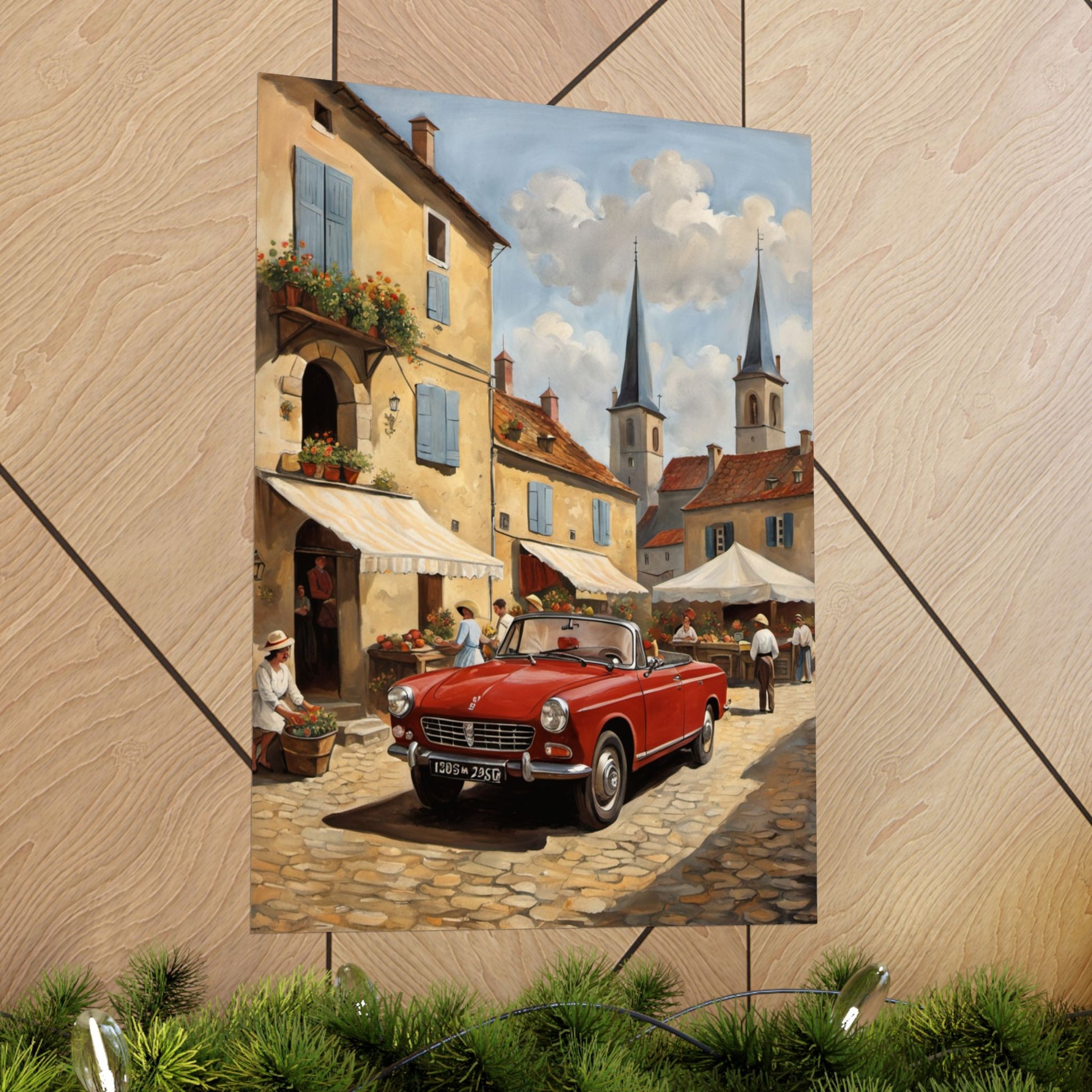 Charming Vintage Car Vertical Poster, French Village Decor, Nostalgic Wall Art, Home Gallery, Gift for Car Lovers, Unique Interior [...] Printify
