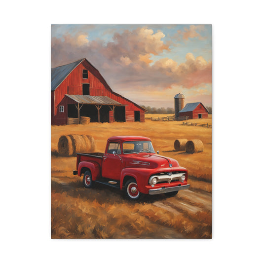 Rustic Farmhouse Canvas Print, Vintage Truck Wall Art, Country Decor, Barn Art, Home Decoration, Gift Idea