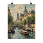 Paris Riverboat Matte Poster — Vintage European Cityscape Wall Art - AquilVision