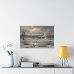 Winter Landscape Matte Poster — Serene Snowy Lake Art Print - AquilVision