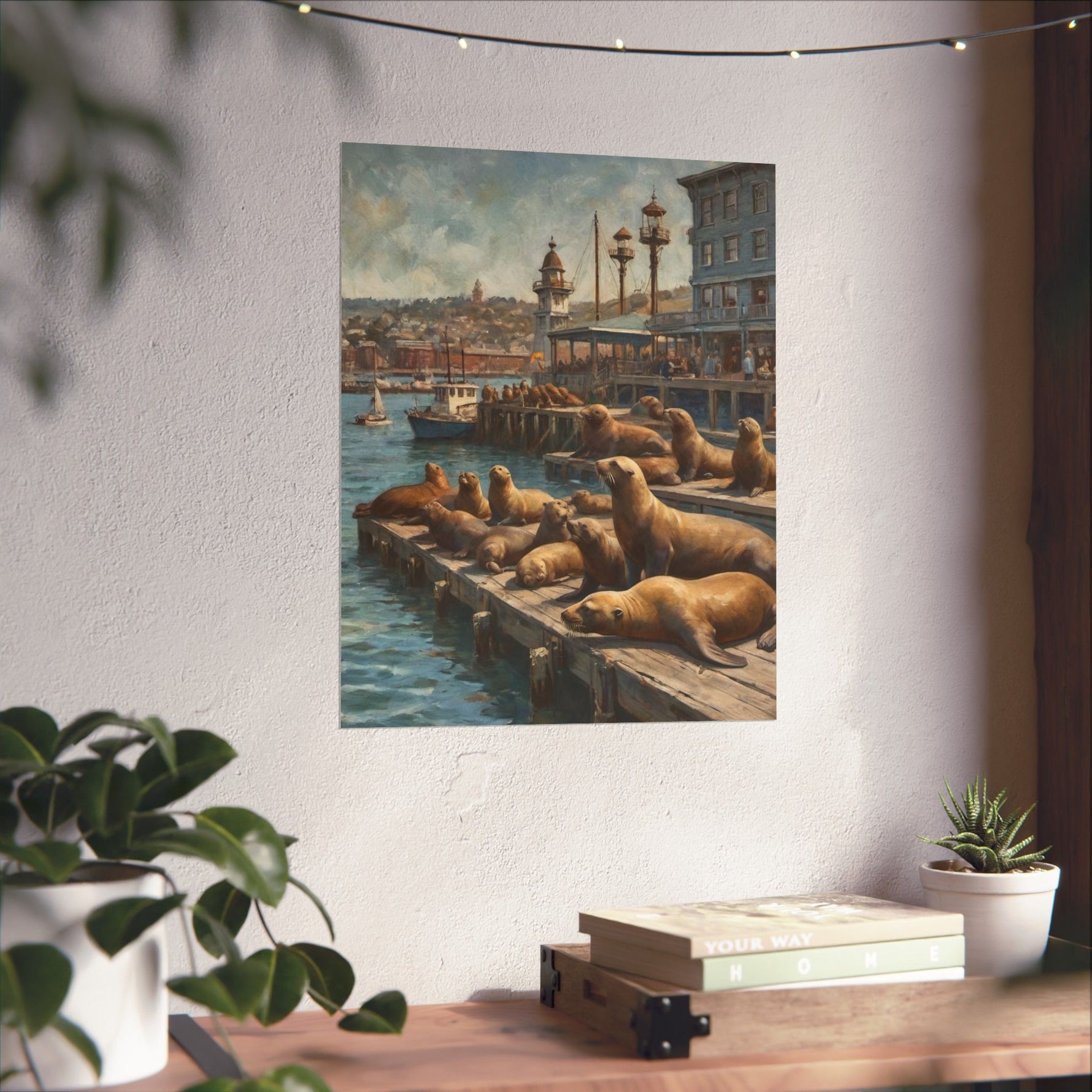 Sea Lion Harbor Matte Vertical Poster — Coastal Nautical Wall Art - AquilVision