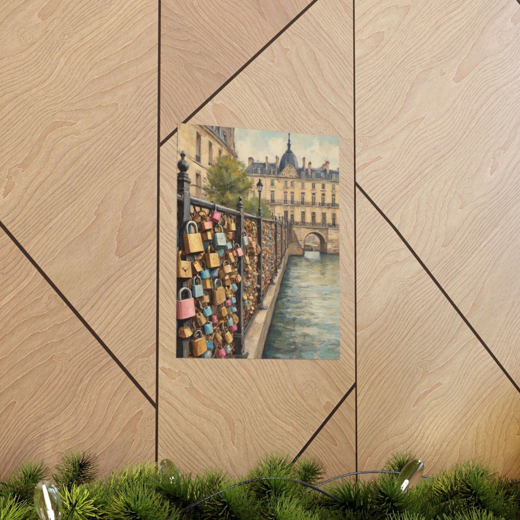 Paris Love Locks Matte Vertical Poster — Romantic Cityscape Wall Art - AquilVision