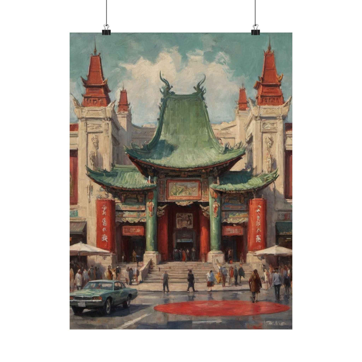 Matte Vertical Poster — Vintage Chinatown Pagoda Art Print