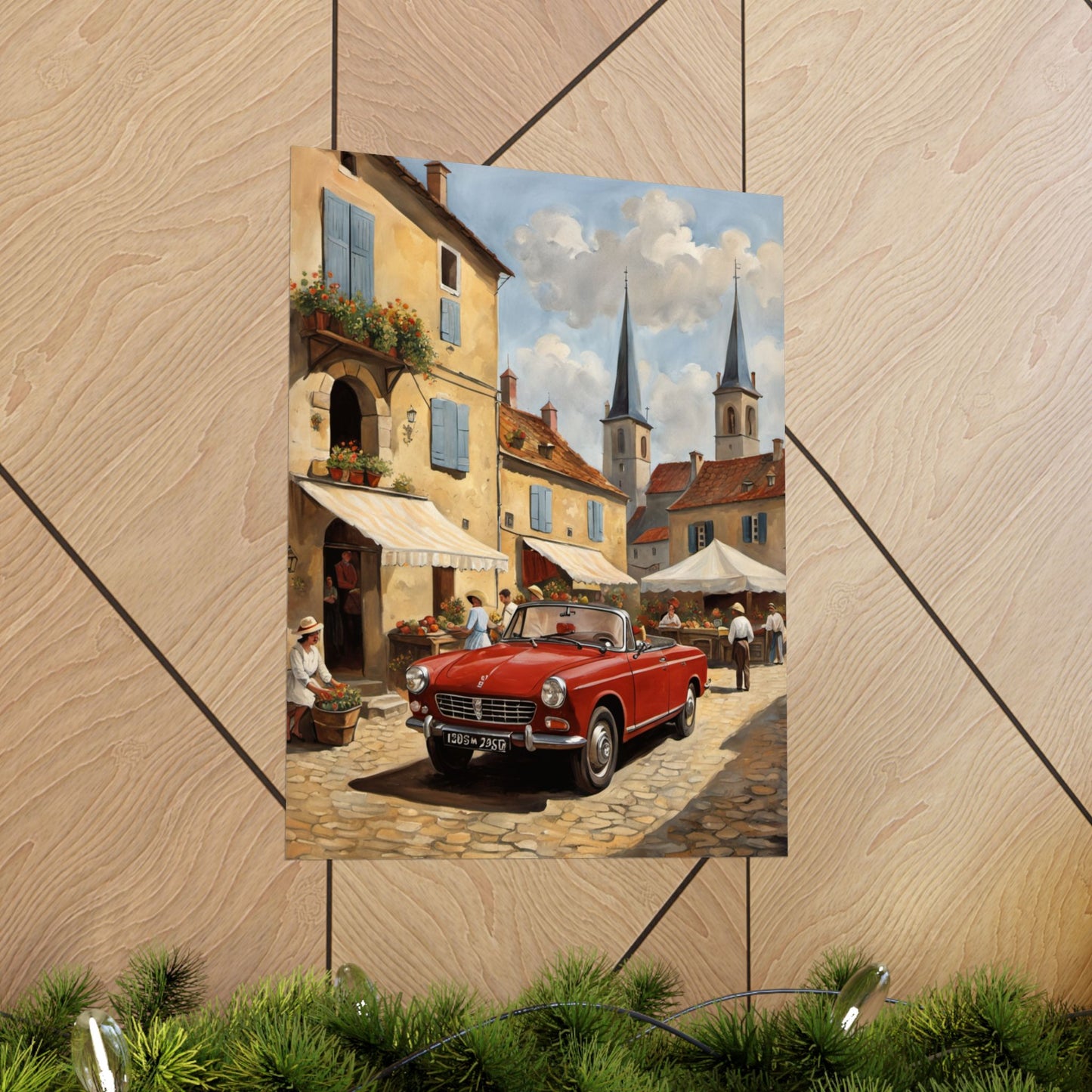 Charming Vintage Car Vertical Poster, French Village Decor, Nostalgic Wall Art, Home Gallery, Gift for Car Lovers, Unique Interior [...] Printify