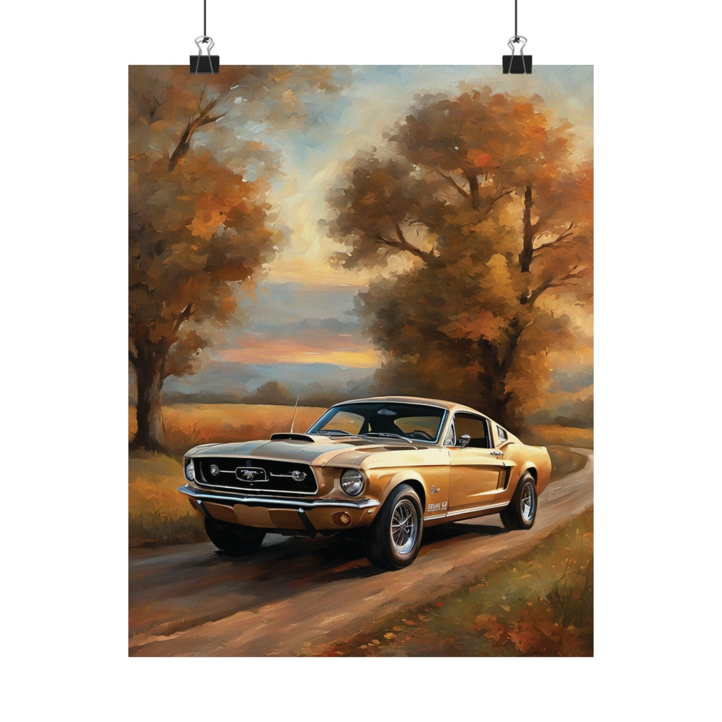 Vintage Countryside Muscle Car Art Print – 18x24 in Poster