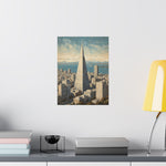 Vintage Cityscape Poster — Transamerica Pyramid Matte Vertical Print - AquilVision