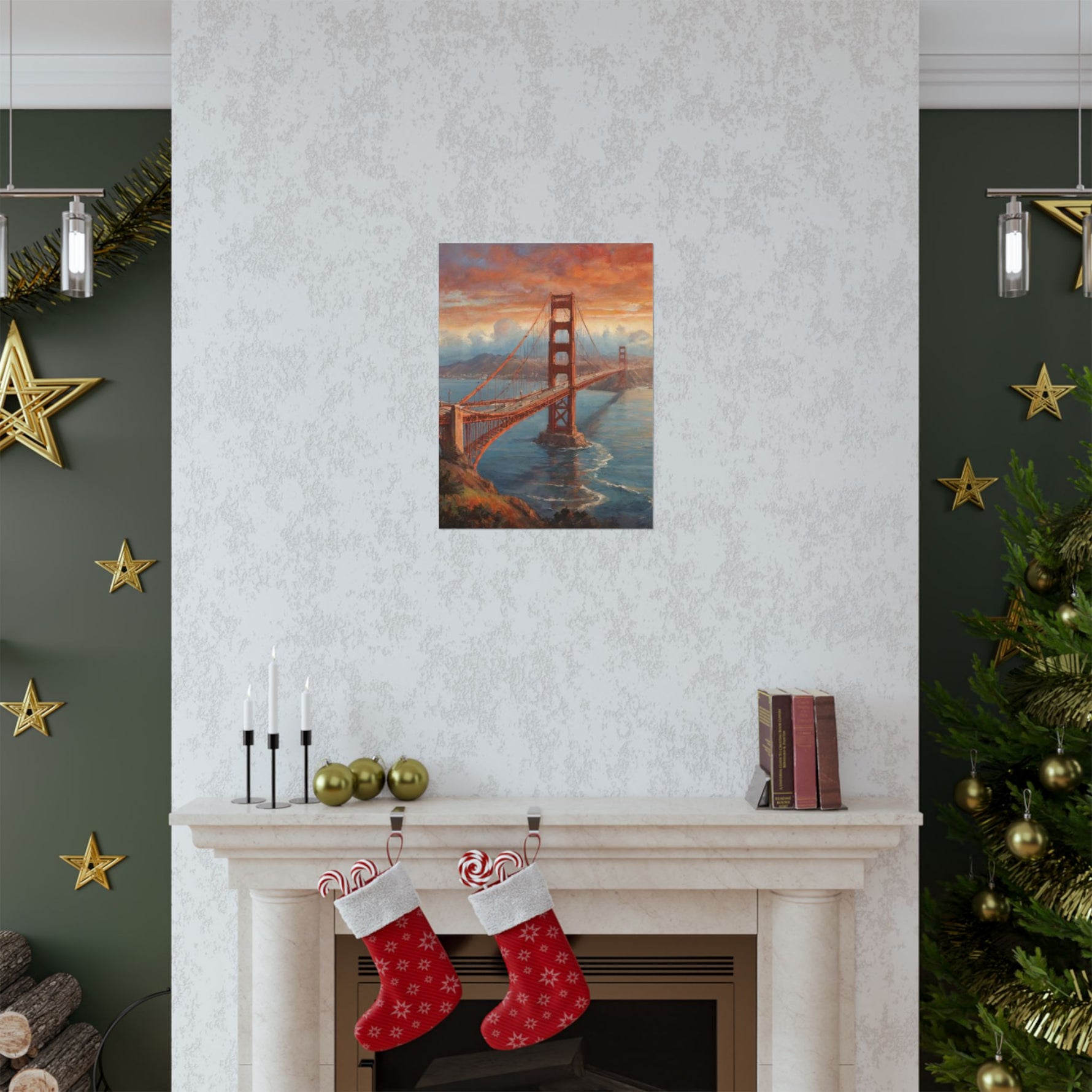 Golden Gate Bridge Sunset Poster - Matte Vertical Travel Wall Art - AquilVision