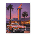 Vintage Pink Buick at Retro Diner Matte Canvas Print