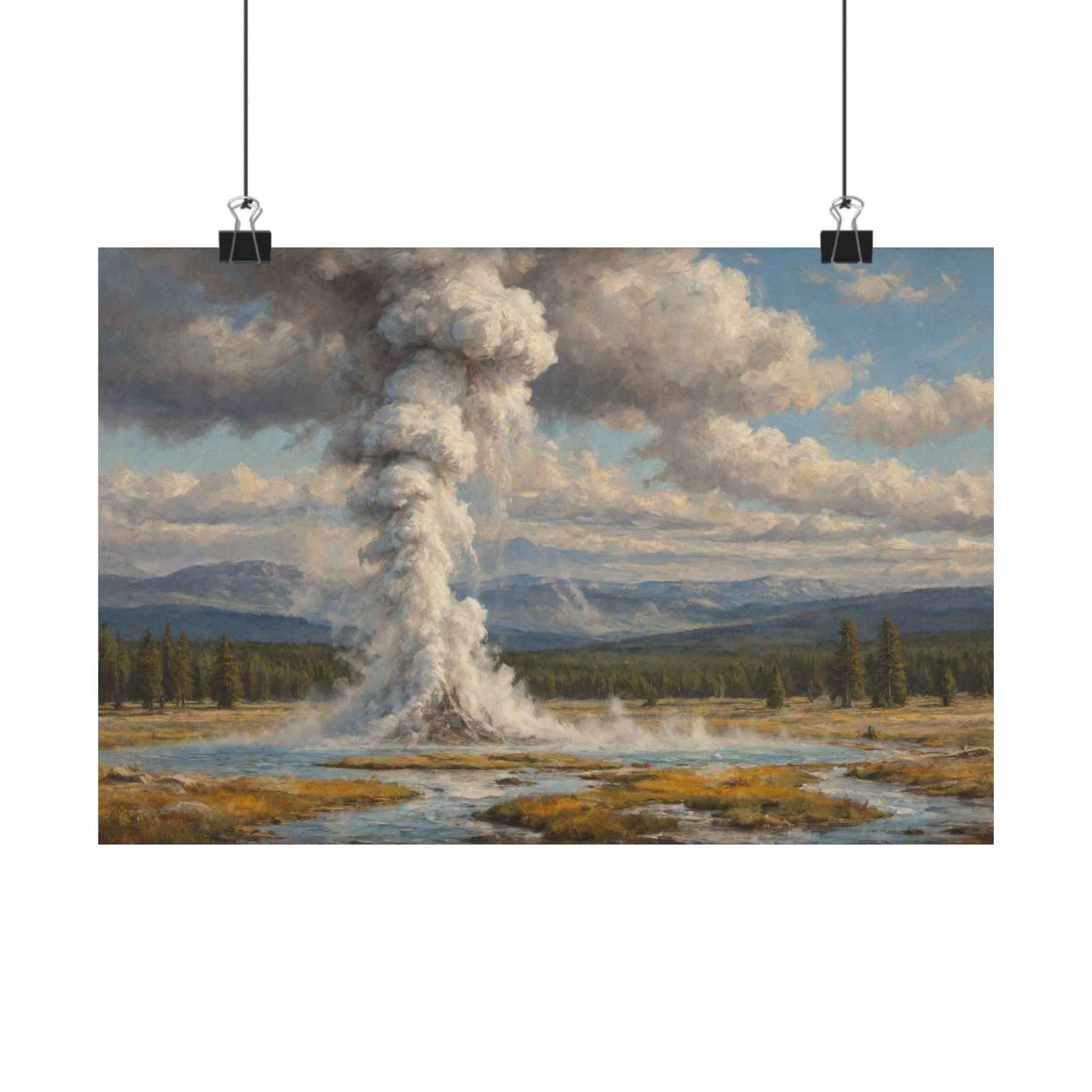 Geyser Landscape Matte Poster — Serene National Park Wall Art - AquilVision