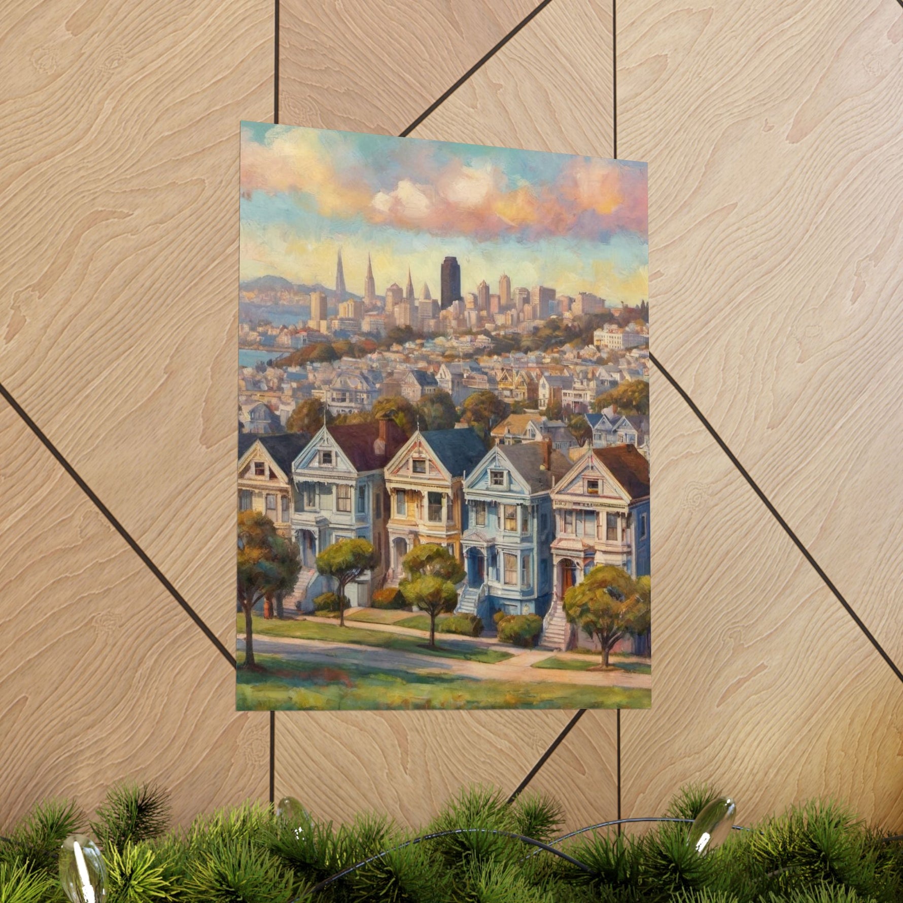 San Francisco Painted Row Houses Matte Poster — Vintage Cityscape Wall Art - AquilVision