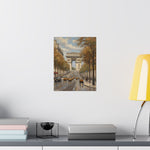 Paris Arc de Triomphe Poster — Autumn Boulevard Matte Vertical Art Print - AquilVision