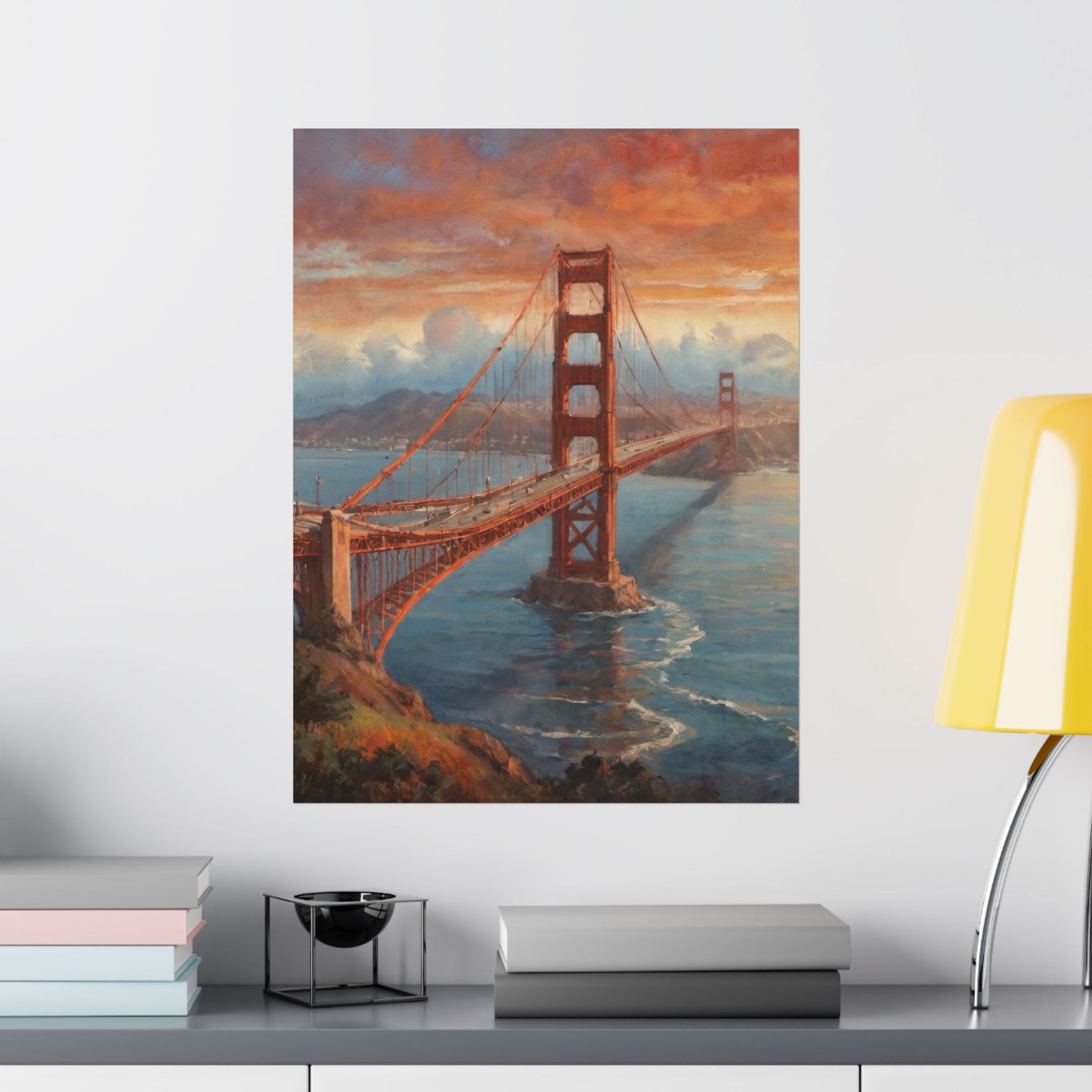 Golden Gate Bridge Sunset Poster - Matte Vertical Travel Wall Art - AquilVision