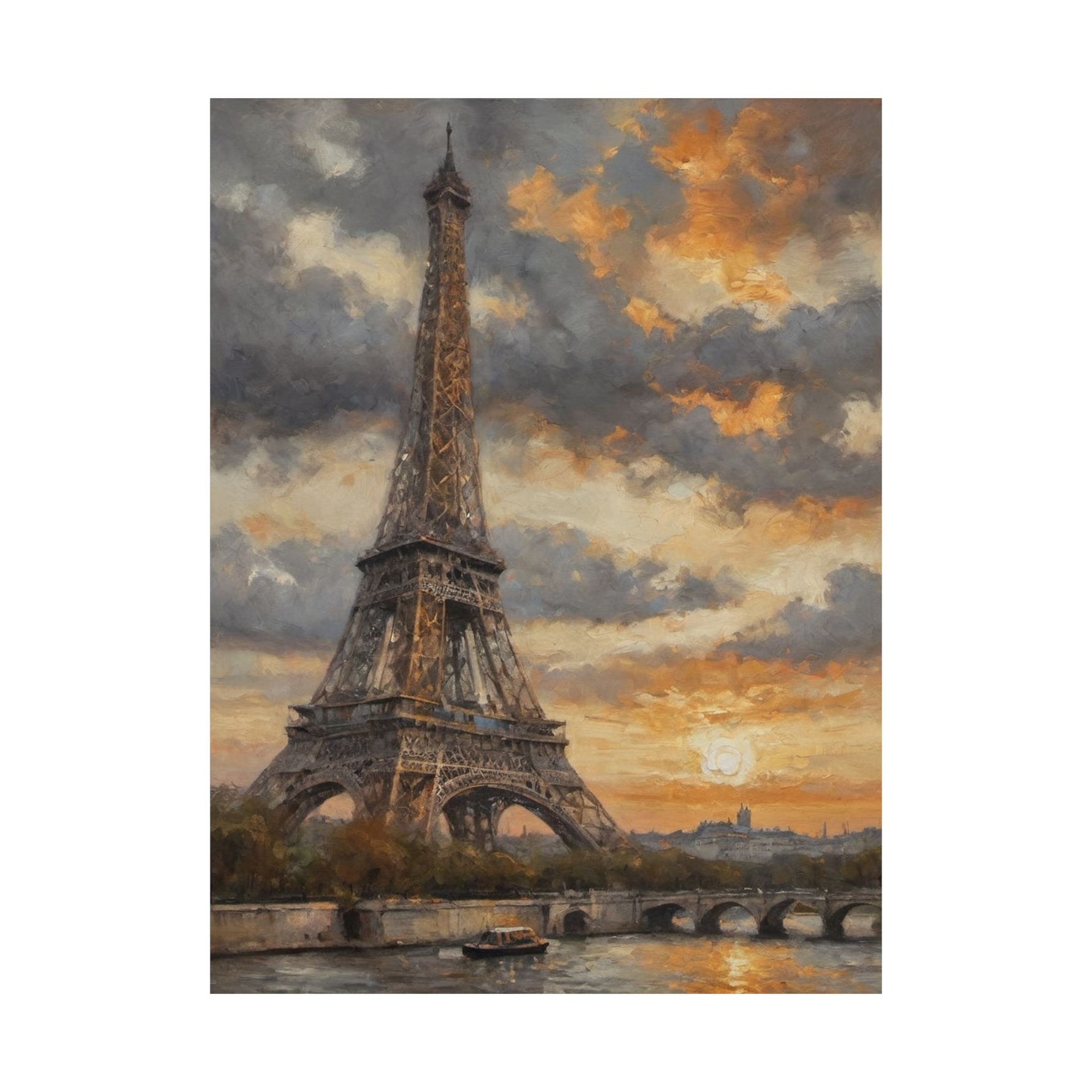 Eiffel Tower Sunset Matte Poster — Vintage Paris Wall Art - AquilVision