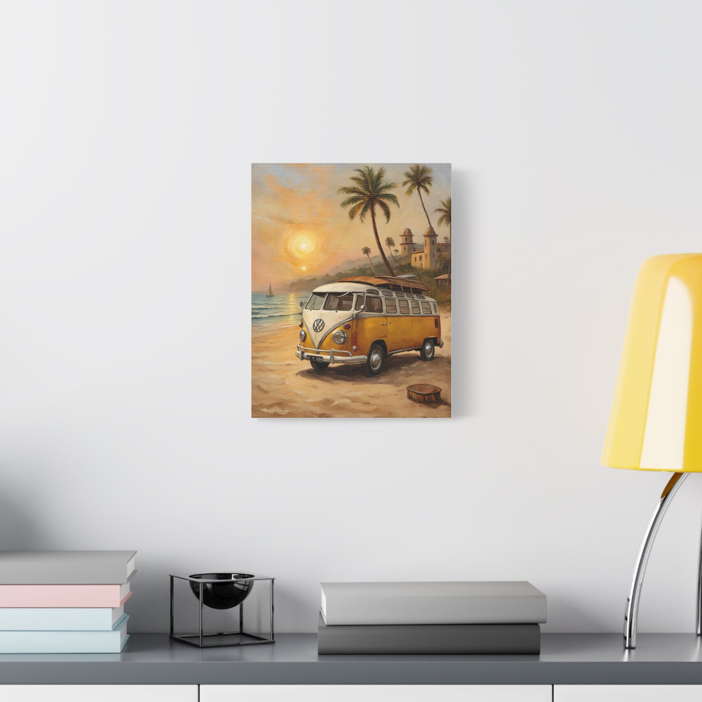 Beach Vibes Canvas Print, Summer Decor, VW Bus Art, Coastal Wall Art, Boho Home Decor, Travel-Inspired Gift