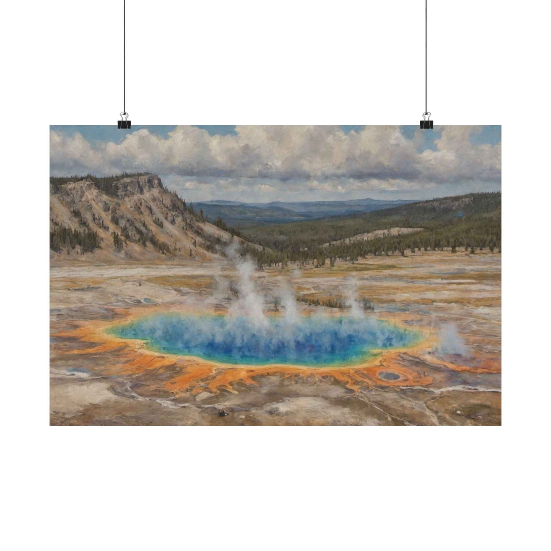 Yellowstone Grand Prismatic Spring Matte Horizontal Poster — Scenic National Park Landscape Wall Art - AquilVision