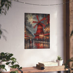 Vintage Paris Moulin Rouge Matte Poster — Romantic City Street Art Print - AquilVision