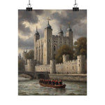 Matte Vertical Poster — Historic London Tower Artwork (Vintage Castle River Scene)