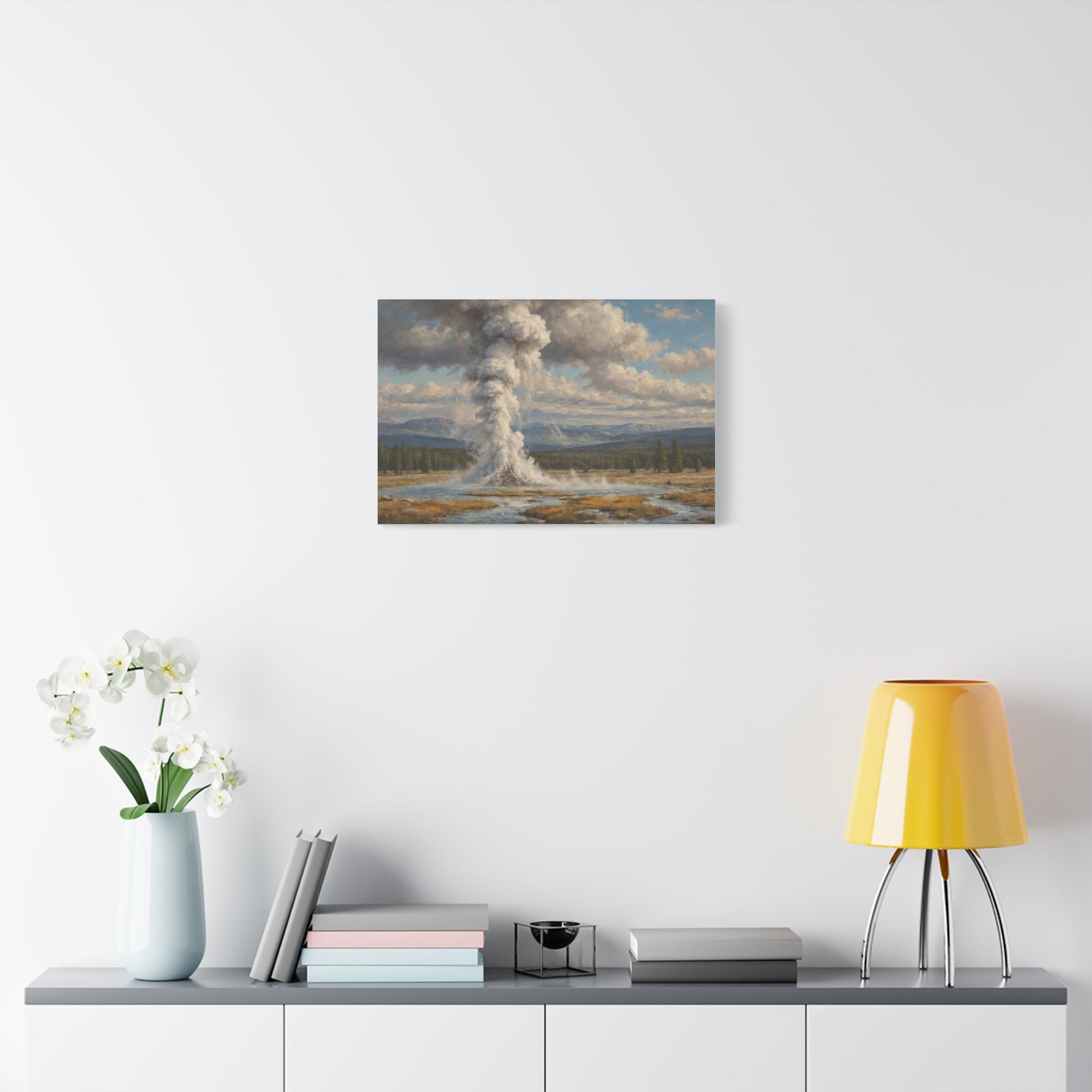 Geyser Landscape Canvas Print — Yellowstone Steam Eruption Wall Art - AquilVision