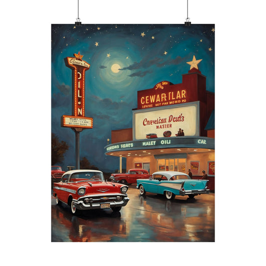 Vintage Car Art Poster, Matte Vertical Wall Art, Retro Decor for Living Room, Gift for Car Lovers & Enthusiasts