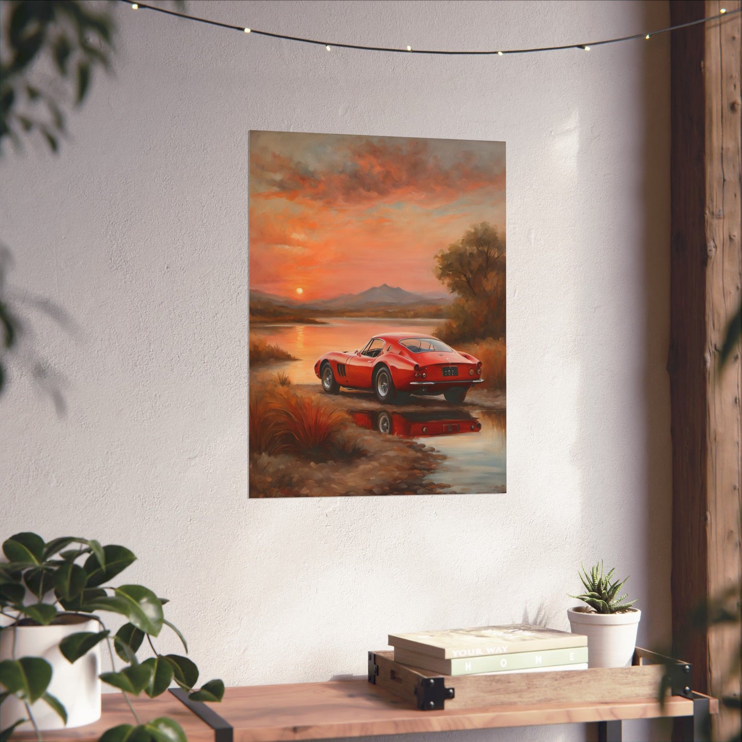 Scenic Car Wall Art, Vintage Car Poster, Automotive Decor, Nature Artwork, Gift for Him, Room Aesthetic, Classic Car Print Printify