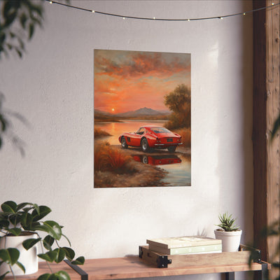 Scenic Car Wall Art, Vintage Car Poster, Automotive Decor, Nature Artwork, Gift for Him, Room Aesthetic, Classic Car Print Printify