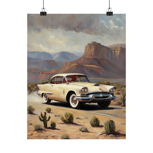 Vintage Car Art Poster, Matte Vertical Wall Decoration, Retro Home Decor, Unique Gift, Americana Art, Nostalgic Artwork