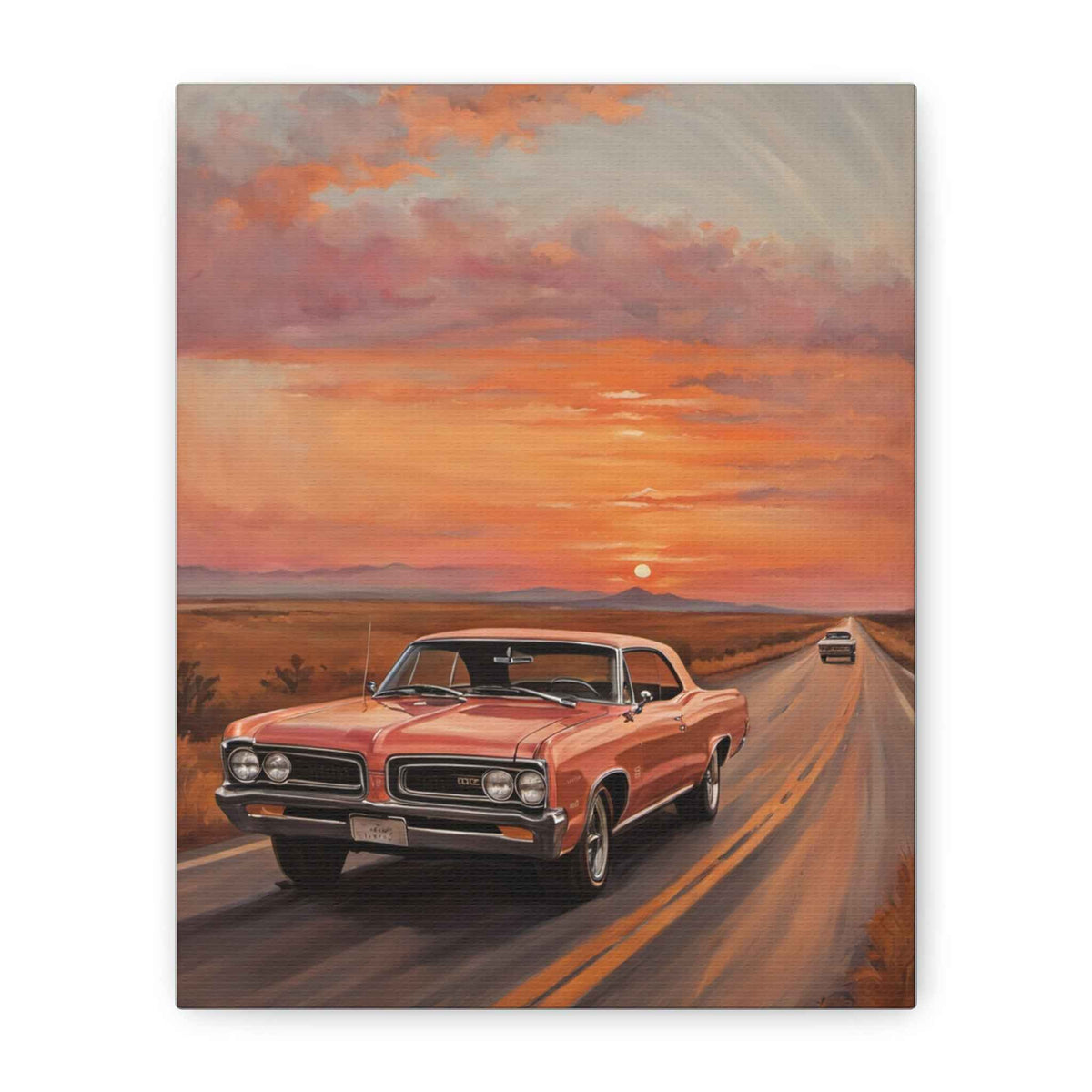 Classic Muscle Car Sunset Canvas Print