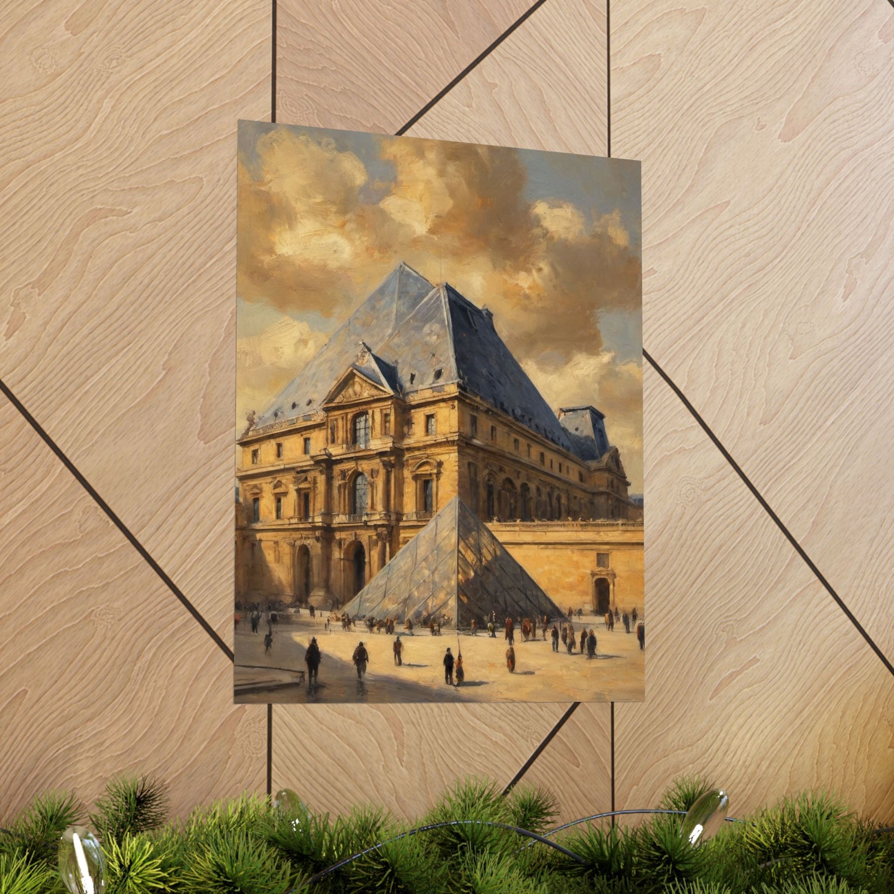 Louvre Pyramid Matte Vertical Poster — Vintage Paris Architecture Wall Art - AquilVision