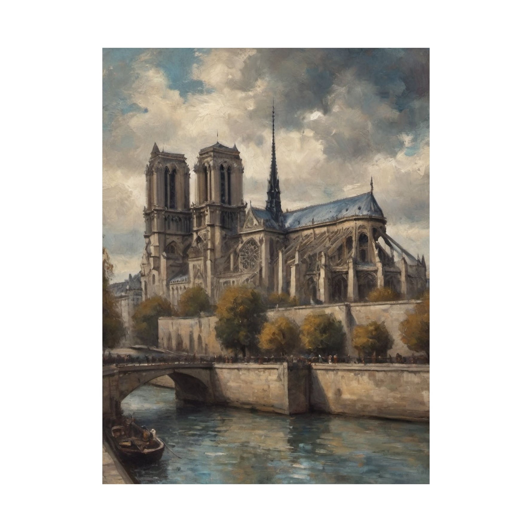 Notre Dame Seine River Matte Poster — Vintage Paris Architecture Wall Art - AquilVision