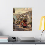 San Francisco Cable Car Poster — Vintage Coastal Cityscape Matte Vertical Print - AquilVision