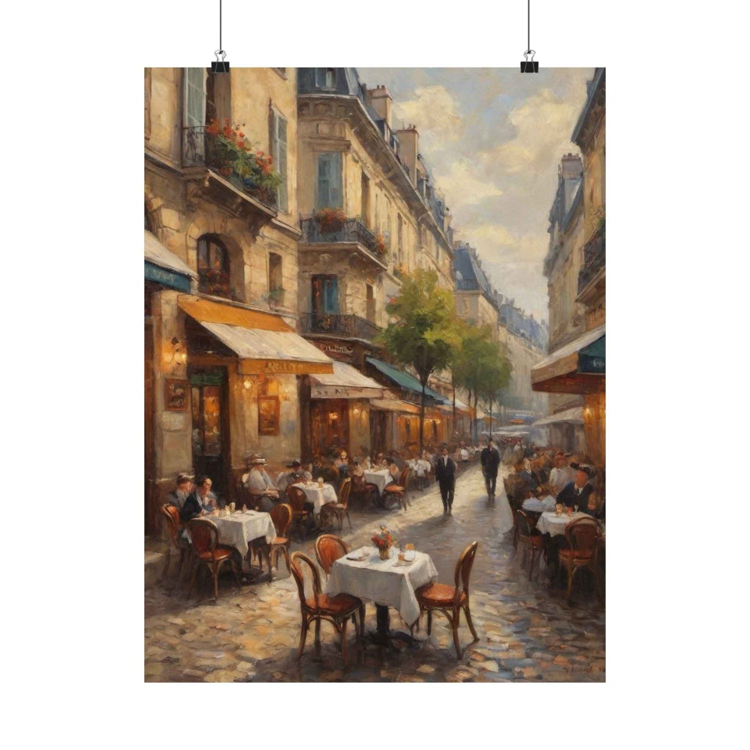 Paris Street Café Matte Poster — Vintage European Cityscape Wall Art - AquilVision