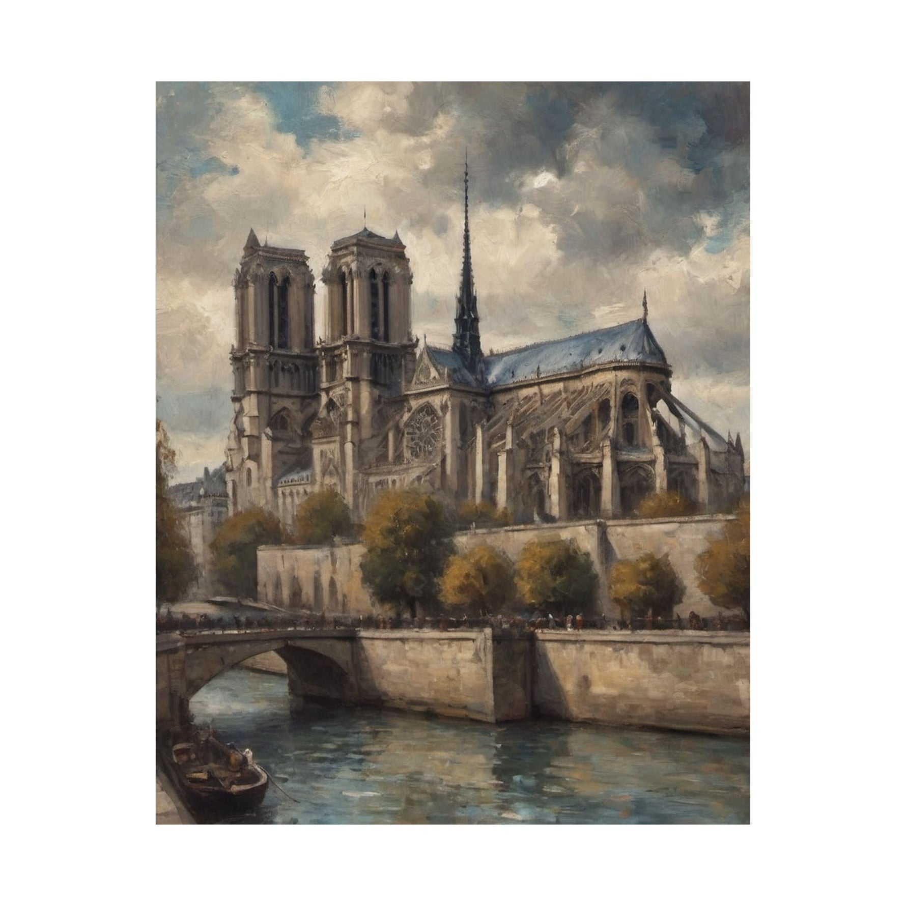 Notre Dame Seine River Matte Poster — Vintage Paris Architecture Wall Art - AquilVision