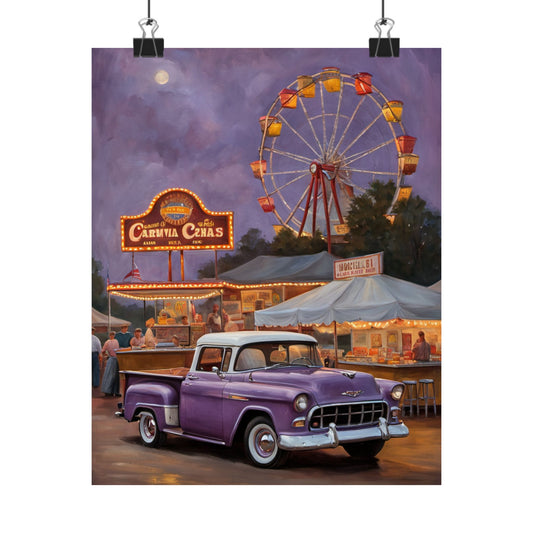 Vintage Carnival Poster Art Print, Nostalgic Wall Decor, Retro Fair Decor, Truck Art, Home Aesthetic, Gift for Collectors