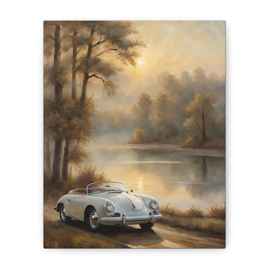 Vintage Car Landscape Art Print, Wall Decor, Home Aesthetic, Nature Artwork, Gift for Car Lovers, Vintage Automotive Decor