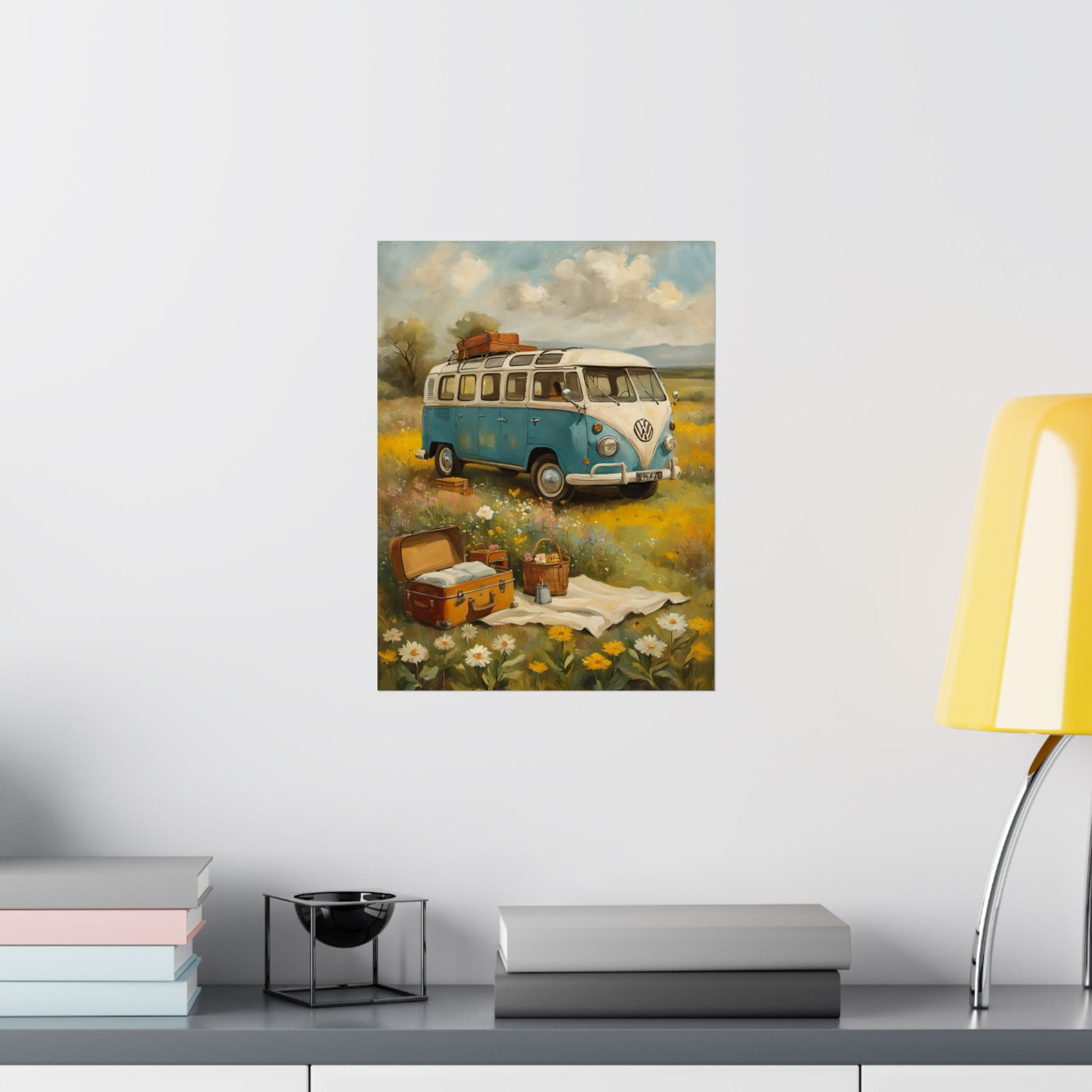 Vintage VW Bus Matte Vertical Posters, Bohemian Wall Art Prints, Travel Decor, Room Aesthetic, Gift for Adventure Lovers - AquilVision