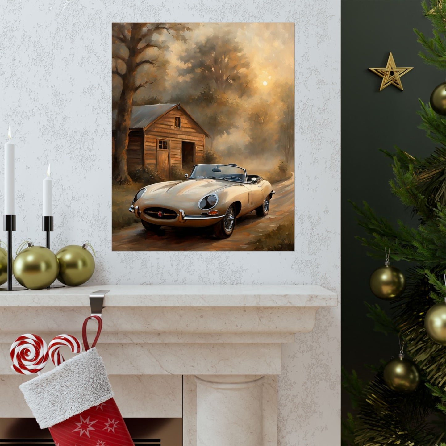 Vintage Car Art Poster, Matte Vertical Wall Decor, Retro Automotive Print, Gift for Car Lovers, Home Wall Art, Rustic Decor - AquilVision