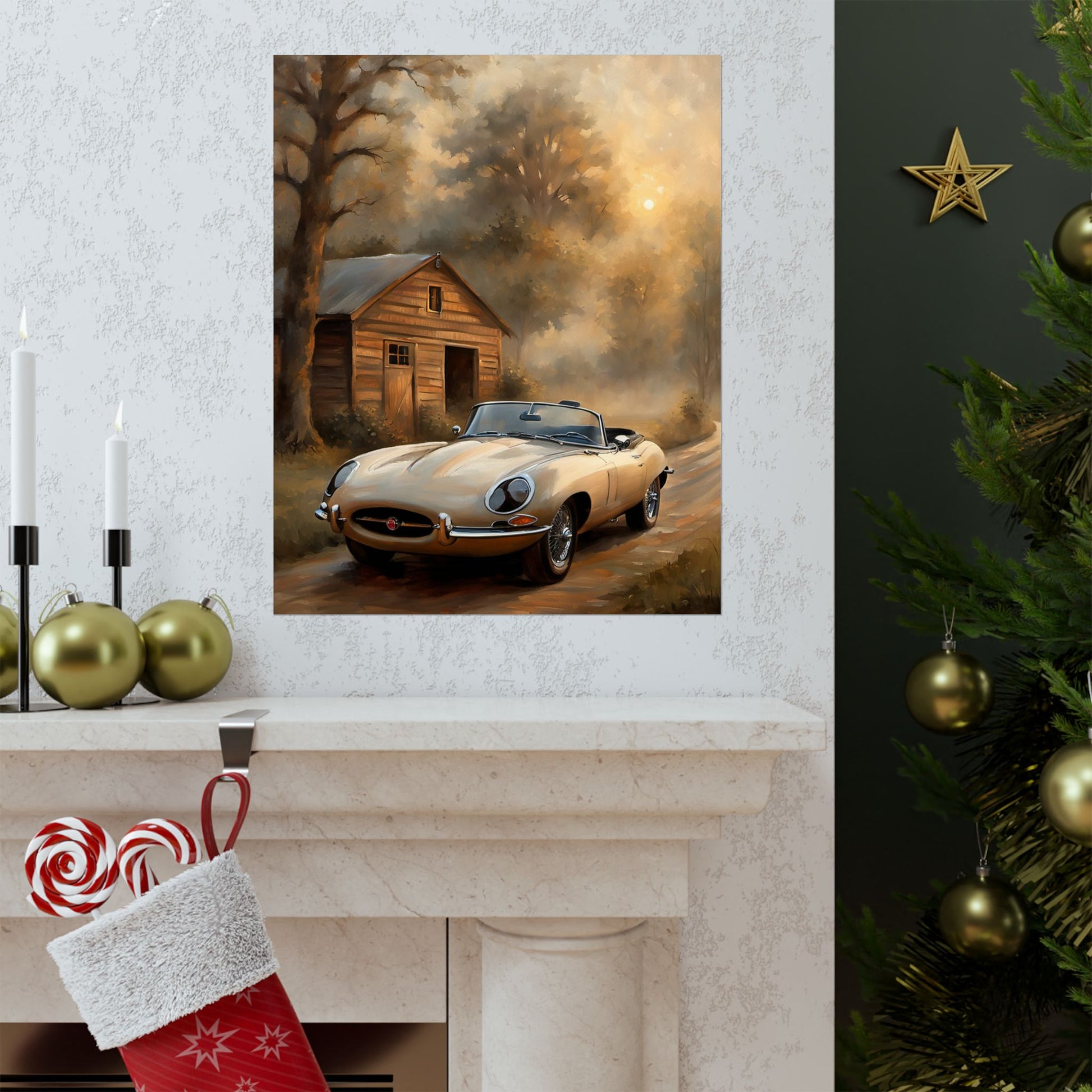 Vintage Car Art Poster, Matte Vertical Wall Decor, Retro Automotive Print, Gift for Car Lovers, Home Wall Art, Rustic Decor - AquilVision