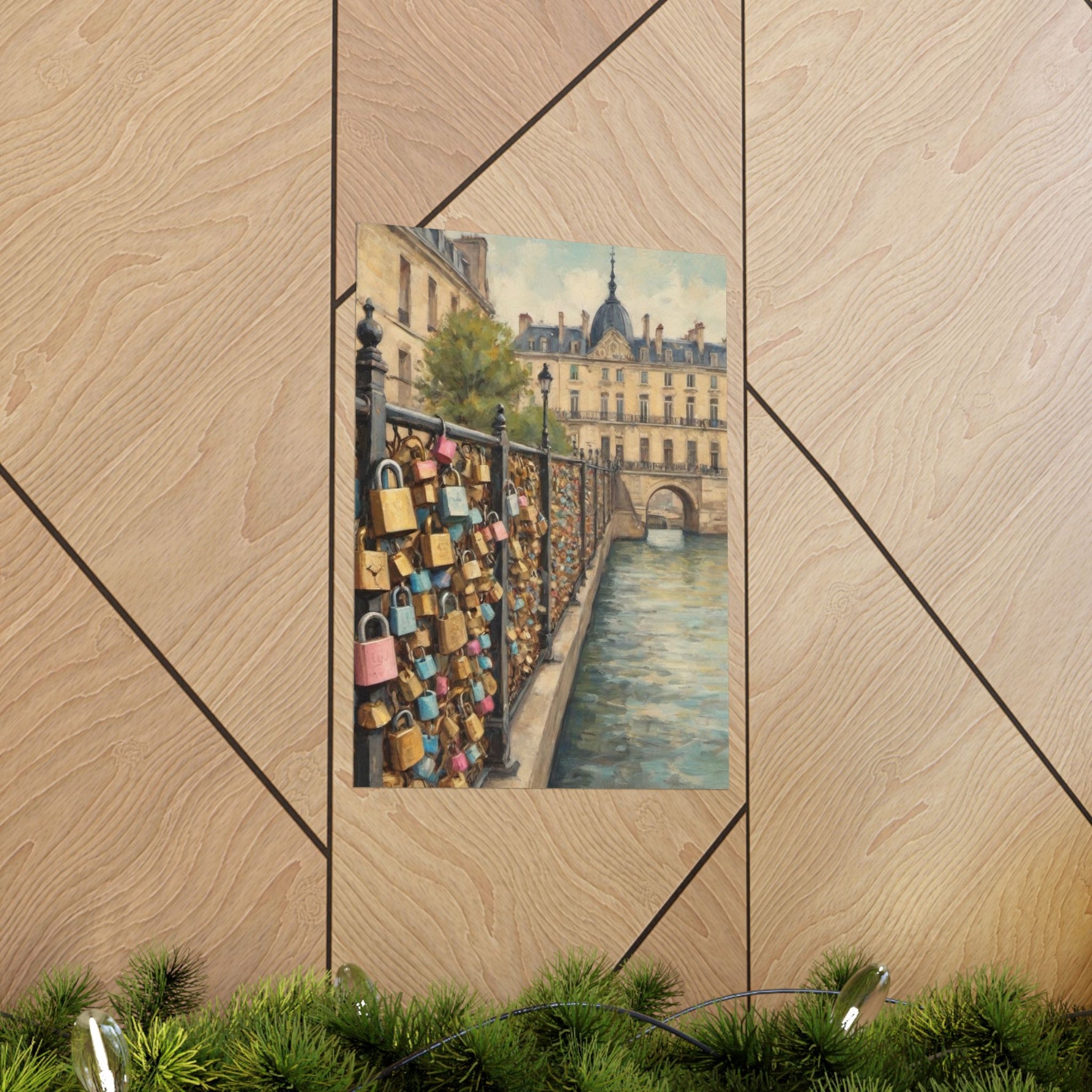 Paris Love Locks Matte Vertical Poster — Romantic Cityscape Wall Art - AquilVision