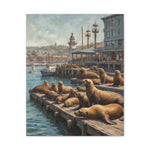 Sea Lions on Pier Matte Canvas Print — Nautical Coastal Wall Art - AquilVision
