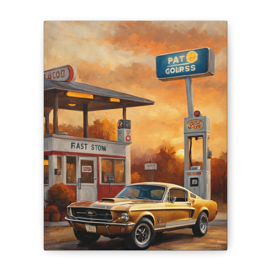 Vintage Car Art Print, Matte Canvas Wall Decor, Retro Automobile Artwork, Classic Car Gift for Him, Car Enthusiast Wall Art