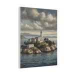 Lighthouse Island Canvas Wall Art — Coastal Seascape Matte Stretched Print - AquilVision